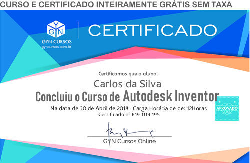 Certificado do Curso de Autodesk Inventor 2019