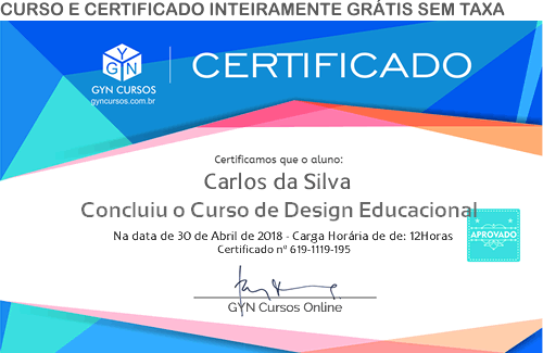 Certificado do Curso de Design Educacional
