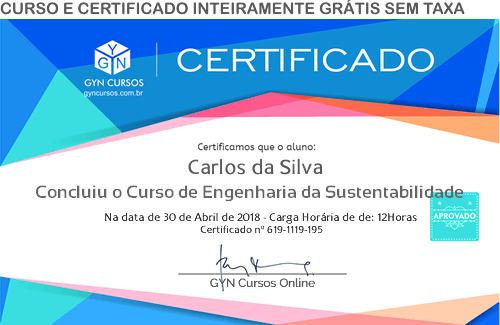 Certificado do Curso de Engenharia da Sustentabilidade