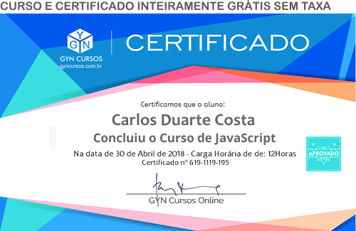 Certificado do Curso de JavaScript