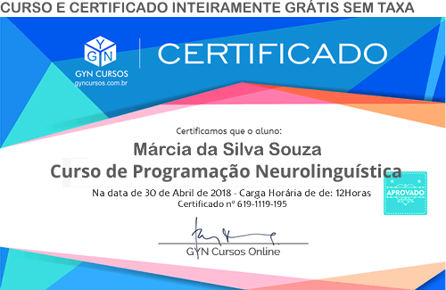 Certificado do Curso de Programação Neurolinguística - PNL