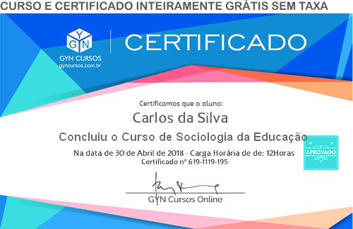 Certificado do Curso de Sociologia da Educação