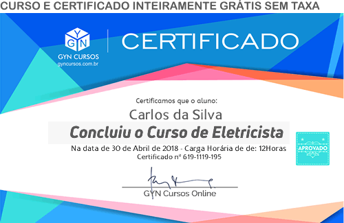Certificado do Curso de Eletricista